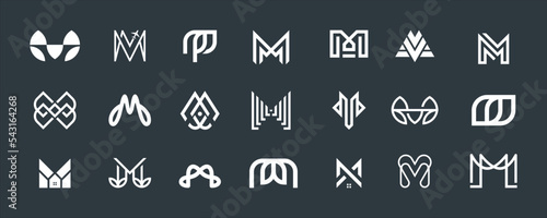 Set of abstract logo templates. collection of initial letter M logo vector design