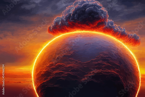 3d rendering of concept of a third nuclear world war