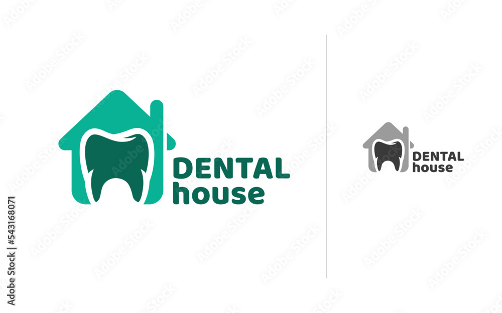Dental medical clinic simple logo design vector template. Tooth and house vector logo design as