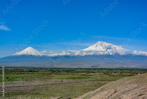 A beautiful view of Mountain Ararat during the day. Armenia 2019 © Виктория Балобанова