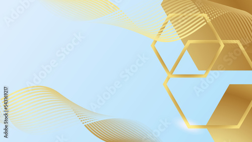 Soft blue background with golden lines and light blue gradient.