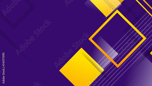 Abstract dark purple illustration with shapes element and orange gradient.