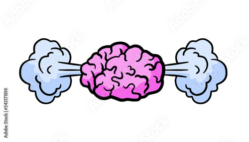Steam from brain. Concept of hard work, fatigue and stress.