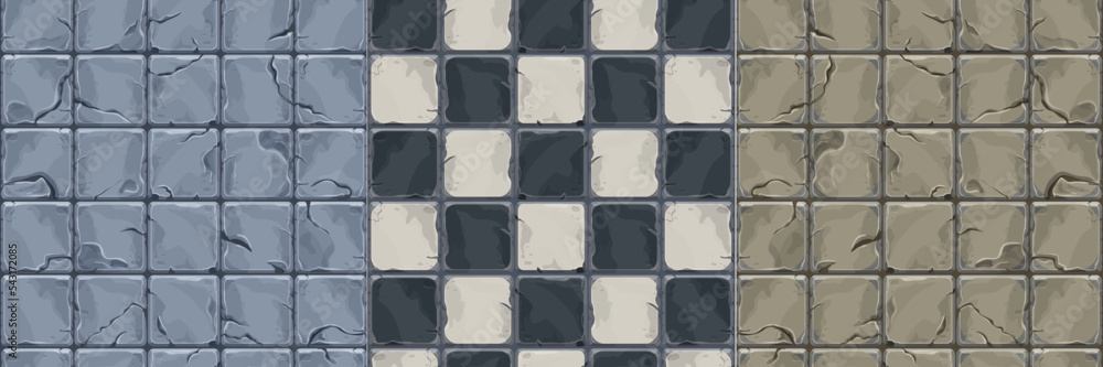 Set Stone wall from bricks, rock, game background in cartoon style, seamless textured surface. Ui game asset, road or floor material Set Stone wall from bricks, rock, game background in cartoon style, seamless textured surface. Ui game asset, road or floor material