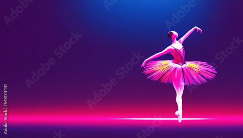 Foto Dancing ballerina on the illuminated stage.
