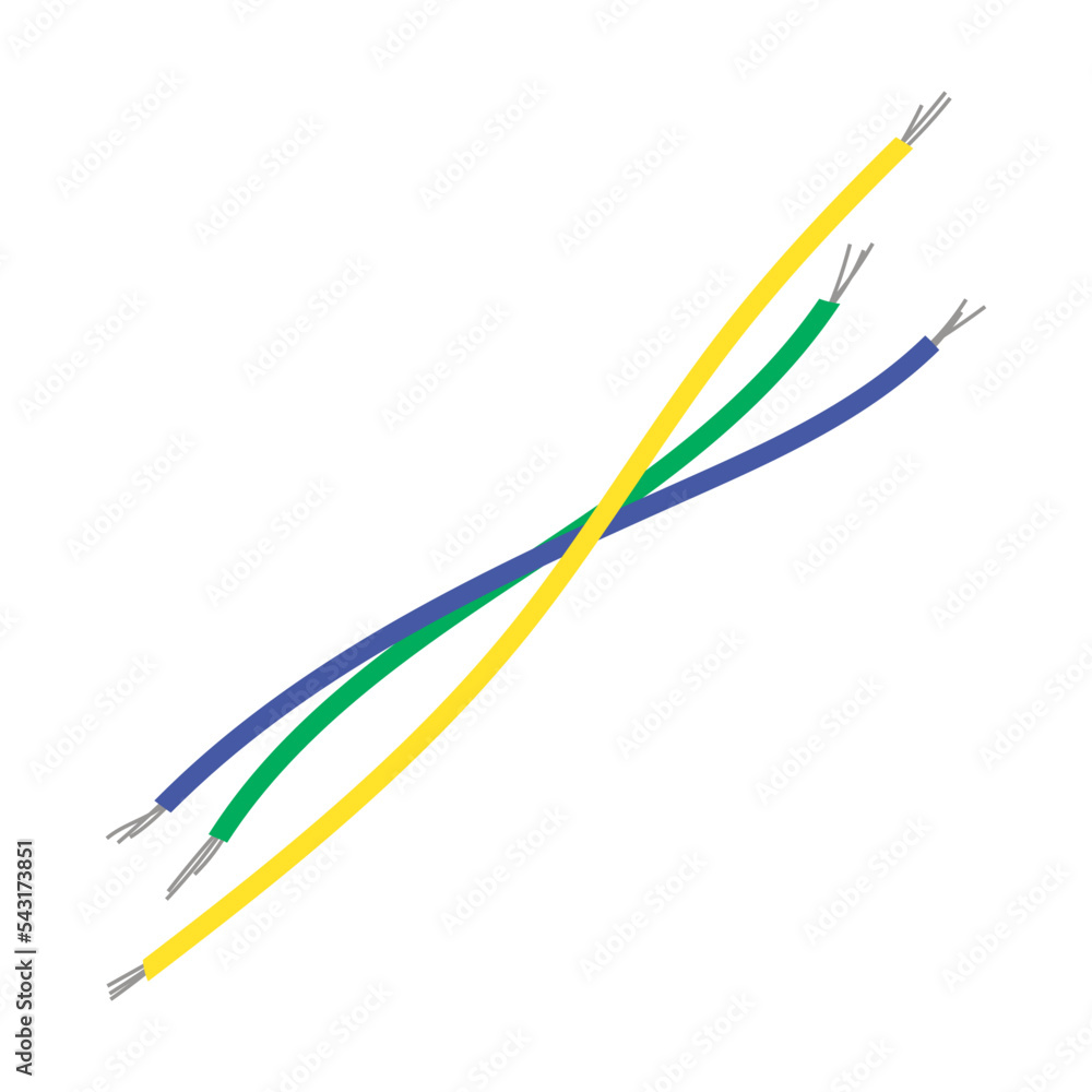 Wire Ripped From Plug Colored clippings of broken electrical cable. Vector illustration of ...