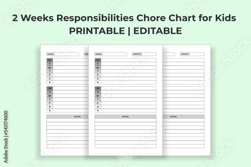 2 Weeks Responsibilities Chore Chart for Kids 