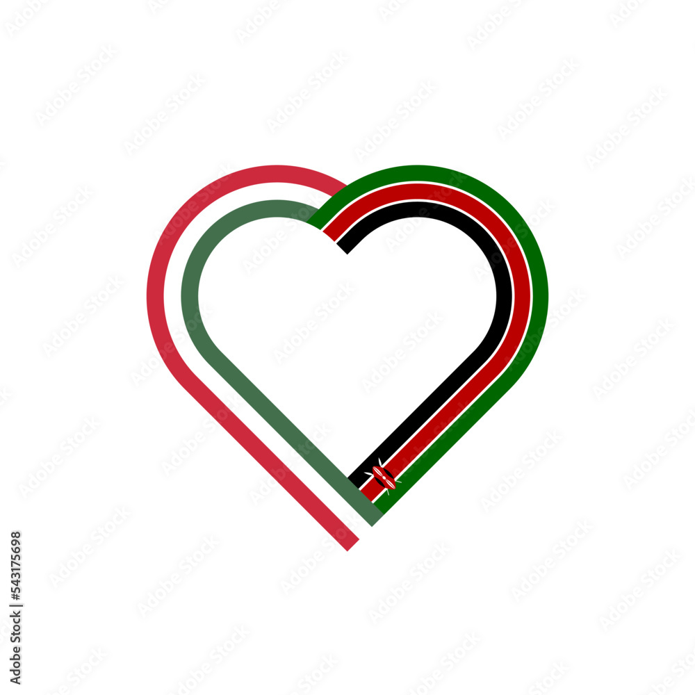 friendship concept. heart ribbon icon of hungary and kenya flags. vector illustration isolated on white background friendship concept. heart ribbon icon of hungary and kenya flags. vector illustration isolated on white background