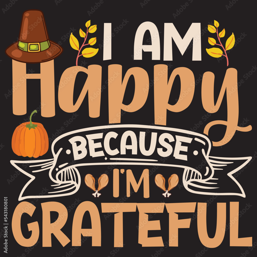 Naklejka premium Thanksgiving t shirt design with Thanksgiving elements or Hand drawn Thanksgiving typography design 