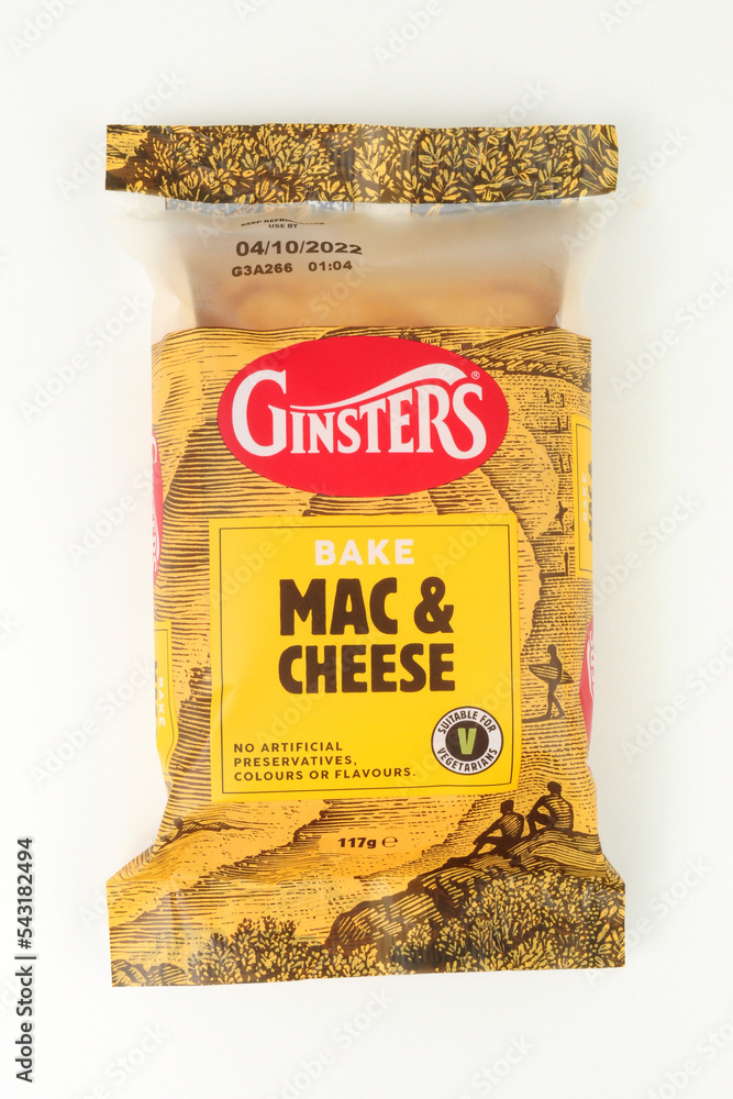 Ginsters mac and cheese baked slice flaky puff pastry filled with