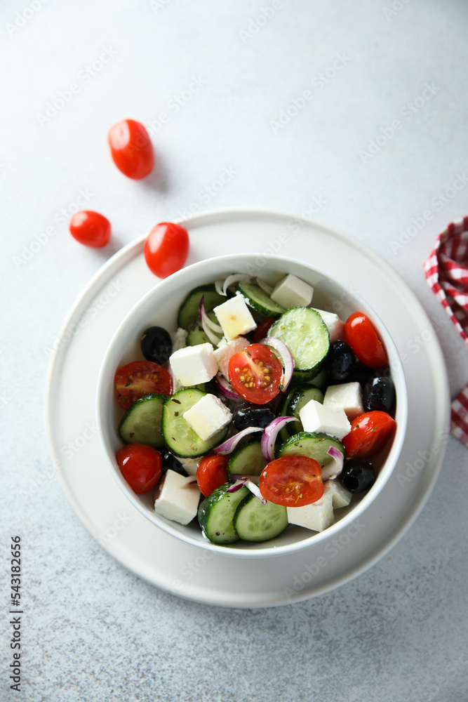 Traditional homemade Greek salad with Feta cheese Traditional homemade Greek salad with Feta cheese