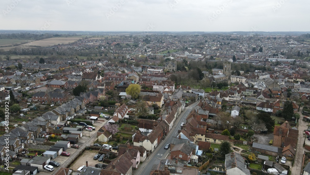 
Halstead Essex UK Aerial view streets and roads