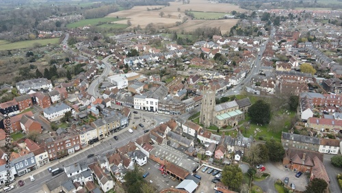 Fototapeta Naklejka Na Ścianę i Meble -  Halstead Essex UK Aerial drone high angle 
