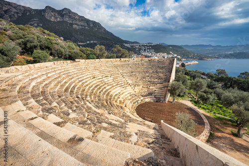Photography Greek theatre in ancient Greek city of Antiphellos, near modern day Kas, Turkey