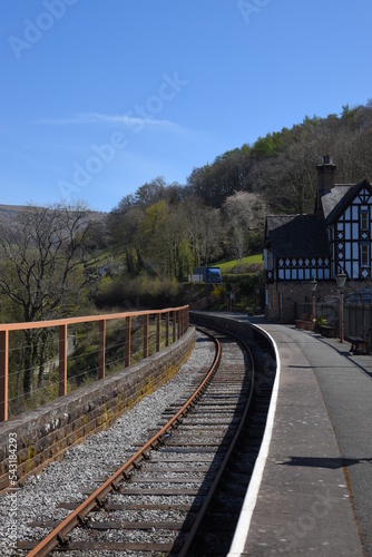 the unique train station of Berwyn in wales, which is a station that is on top of a bridge that goes over another bridge 