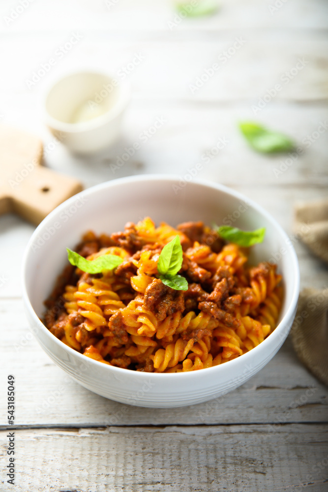 Pasta with traditional Bolognese sauce Pasta with traditional Bolognese sauce