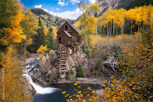 Crystal mill in Colorado fall foliage photo