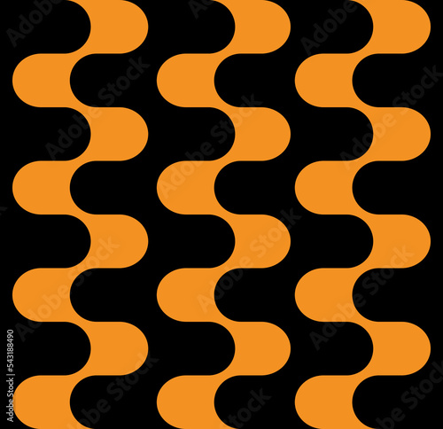 Abstrsct geometric vintage seamless pattern. Modern ornament with groovy curved lines. 60s, 70s aestetic, wavy colorful stripes