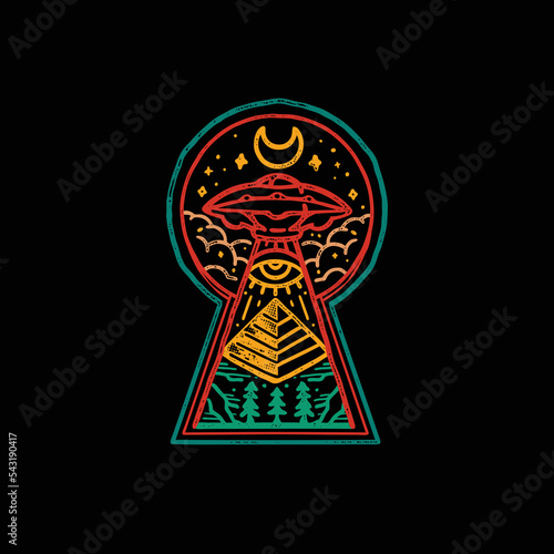 The extraterrestrial alien abduction vintage illustration