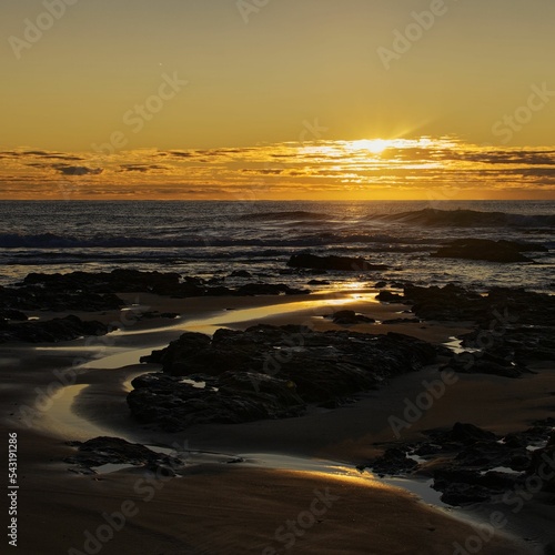 Mesmerizing sunset over the beautiful rocky coast