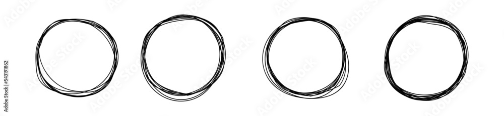 Hand drawn circle line sketch set illustration. Hand drawn circle line sketch set illustration.