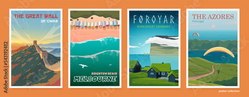 Vector travel posters set.