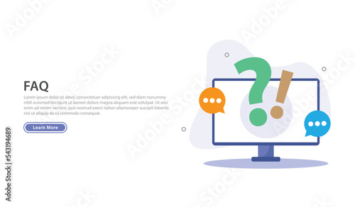 Frequency asked question and helpdesk. User support concept. Vector illustration