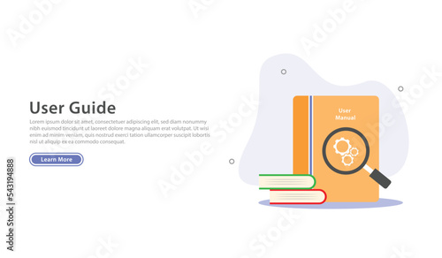 User guide. Reading and writing privacy policy and terms and conditions for guide instruction. Vector illustration