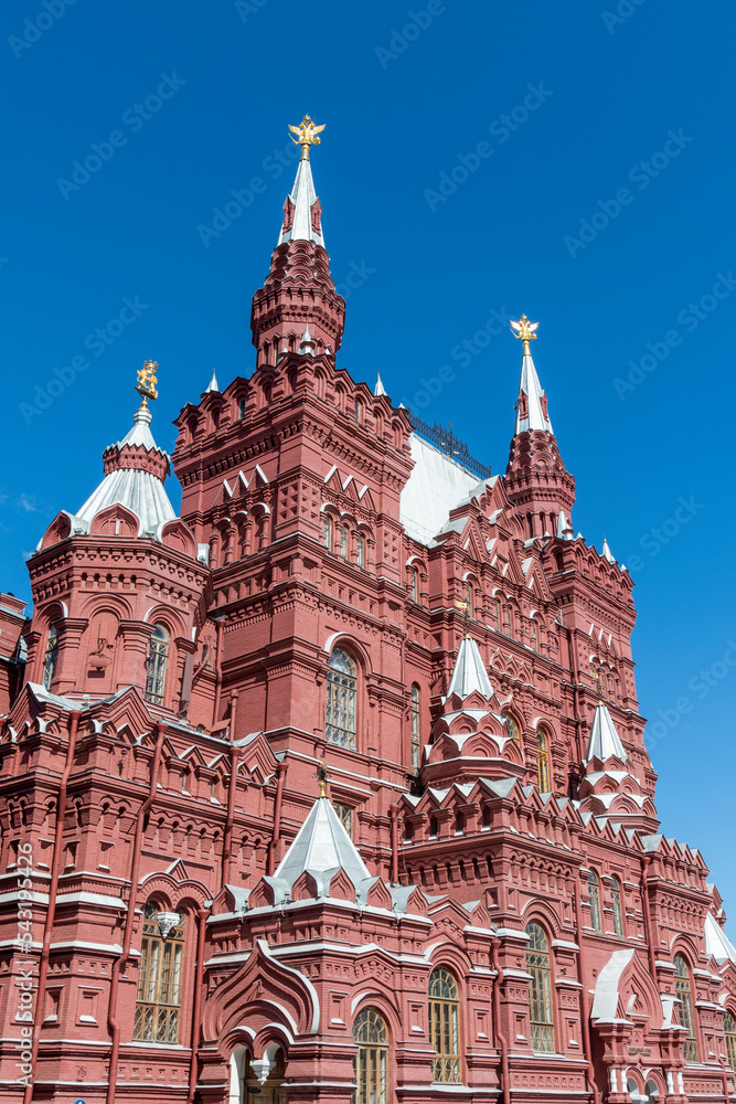Facade of the Historical Museum on Red Square in Moscow, Russia, Europe