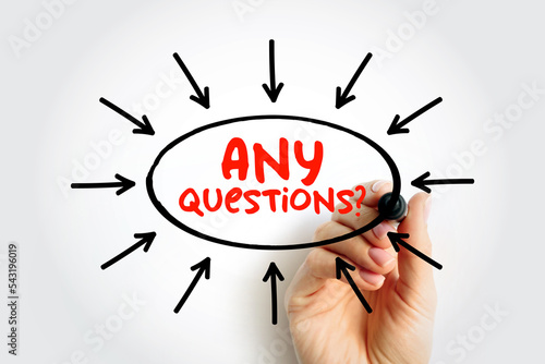 фотографія Any Questions Question text with arrows, concept for presentations and reports