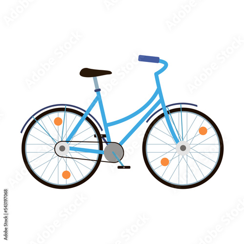 Postman bike, objects of delivery service. Vector illustration of mailman with bag isolated on white. Courier job