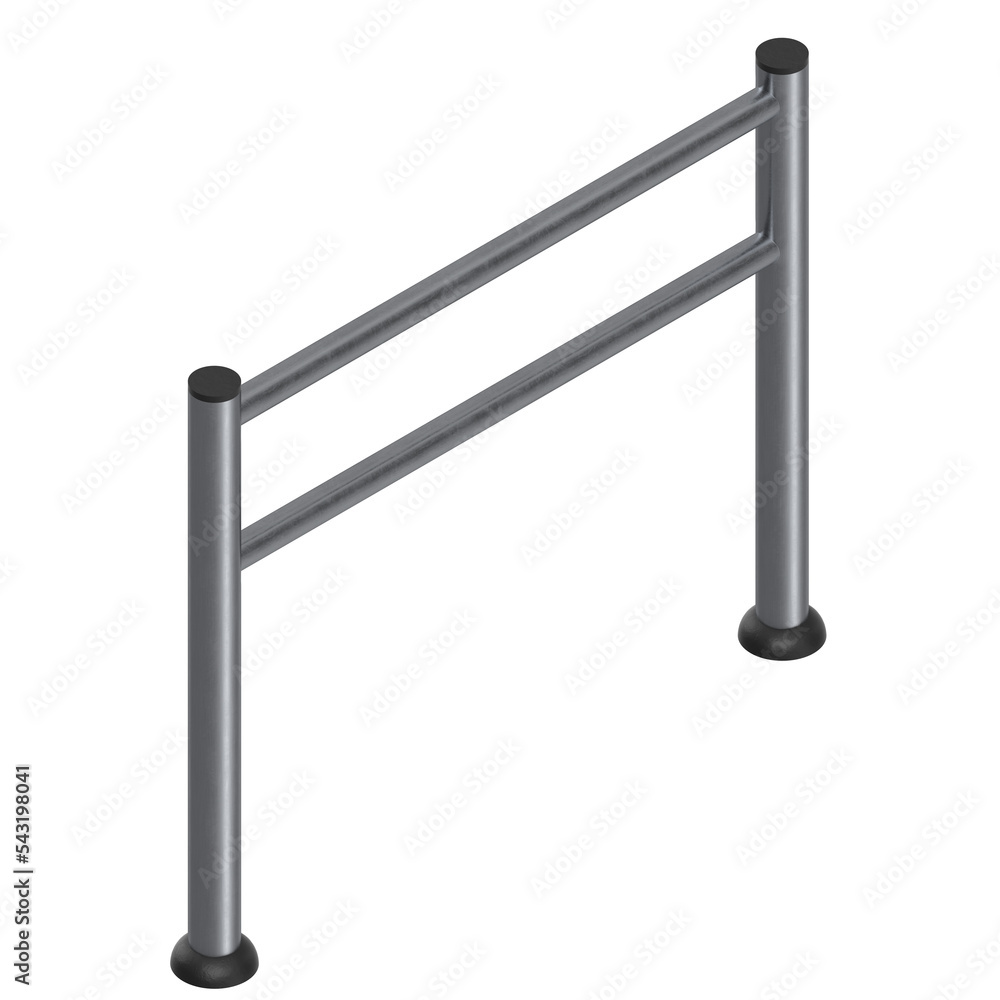 3d rendering illustration of a pedestrian lane fence 3d rendering illustration of a pedestrian lane fence