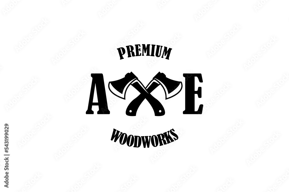 Cross axe logo design vector template illustration Stock Vector Adobe