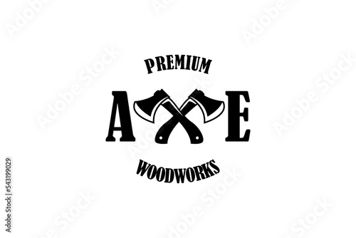 Cross axe logo design vector template illustration