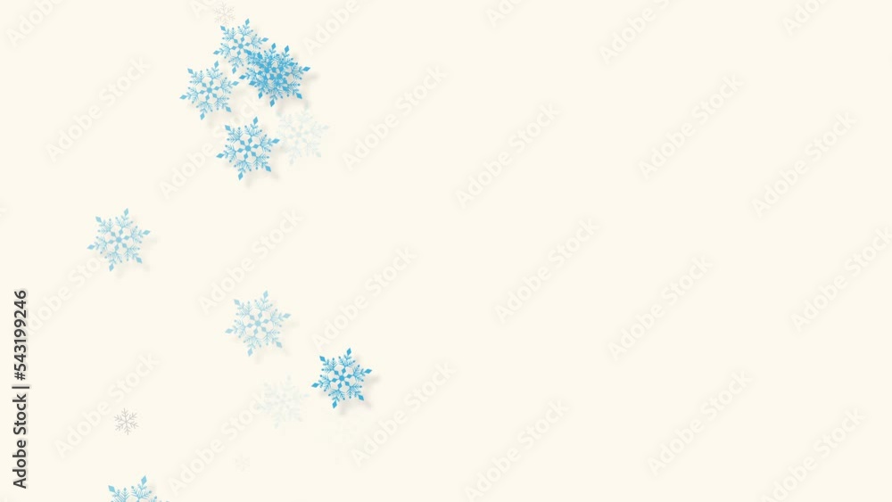 クリスマス 雪の結晶 青 左 小 雪が降る 【背景 オフホワイト】 クリスマス 雪の結晶 青 左 小 雪が降る 【背景 オフホワイト】