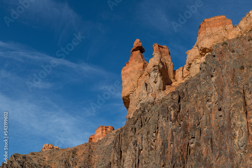 Picturesque mysterious castles in the Charyn Canyon (Kazakhstan) on an autumn day