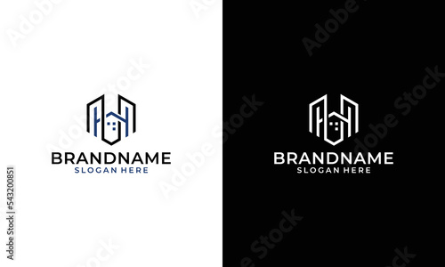Vector real estate with initial Letter HM or MH Logo design template photo