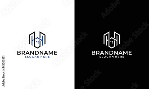 Vector real estate with initial Letter HM or MH Logo design template