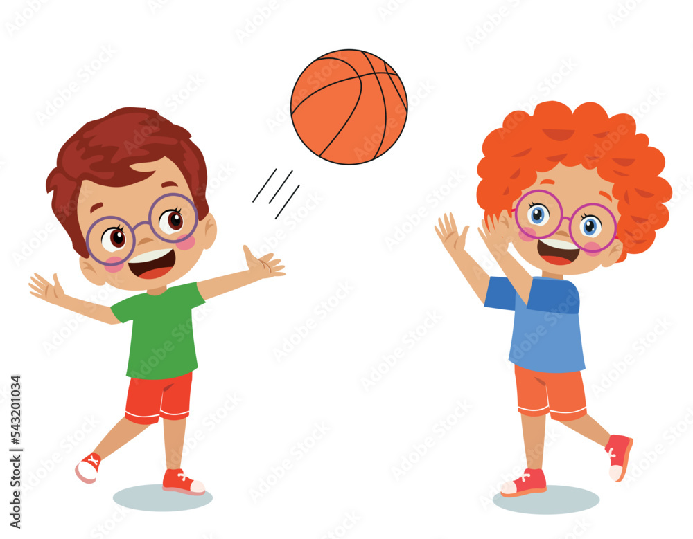 cute happy kids playing basketball cute happy kids playing basketball