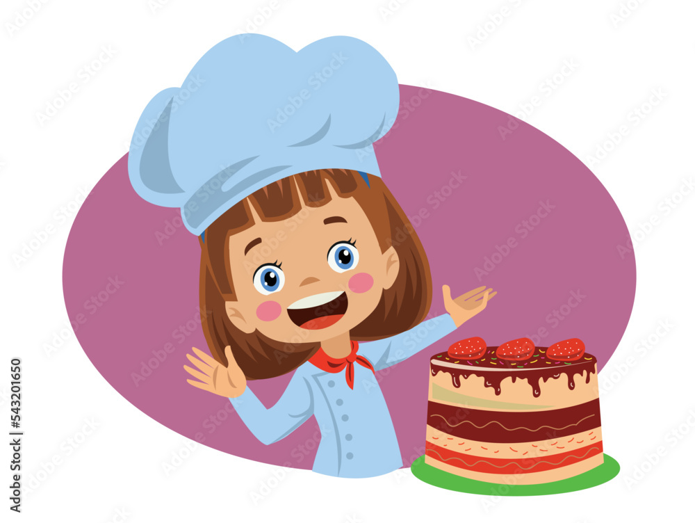 cute little chef made strawberry cake cute little chef made strawberry cake
