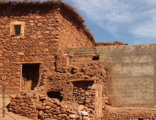 Detalles arquitectura tradicional en Adobe. Valle de Imlil. Marruecos