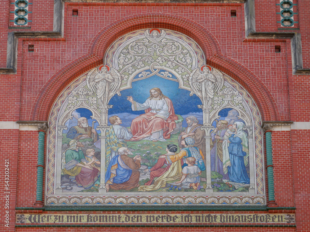 Bild an der Fassade der Altenburger Brüderkirche.
Altenburg, Thüringen, Deutschland