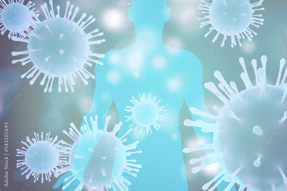 Illustration of viruses cells and abstract body model. Illustration of viruses cells and abstract body model.