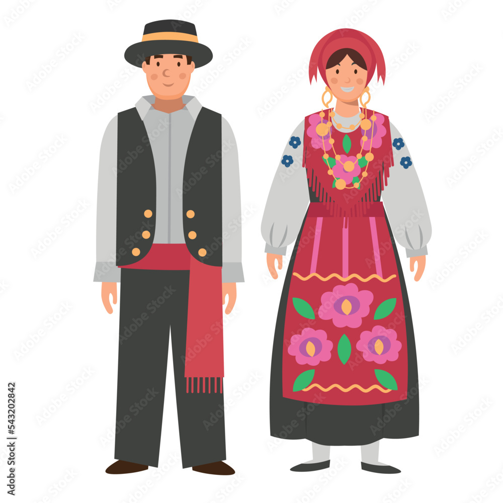 Cartoon men's and women's costumes of Portugal character for children ...