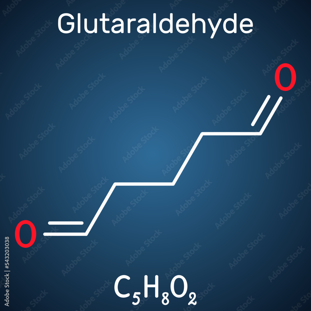 Glutaraldehyde, glutaral molecule. It is is used for industrial
