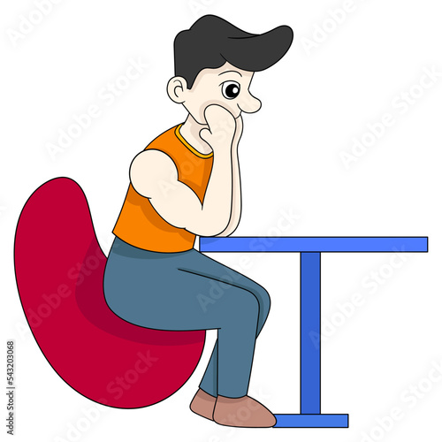 illustration of a man sitting sadly