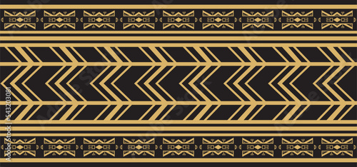 Native American vector gold seamless pattern. Endless Aztec, Maya, Inca ornament. Drawing for border and frame.