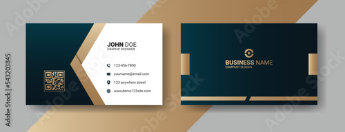 Luxurious golden gradient business card, vector illustration
