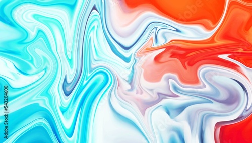 Hand Painted Background With Mixed Liquid Blue And Red Paints. Abstract Fluid Acrylic Painting. Marbled Colorful Abstract Background. Liquid Marble Pattern. 