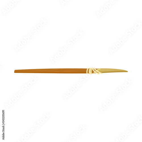 Ancient spear from wood and bone vector illustration. Primitive equipment from wood and bone of prehistoric people or barbarians for hunting isolated on white background. History, Stone age concept